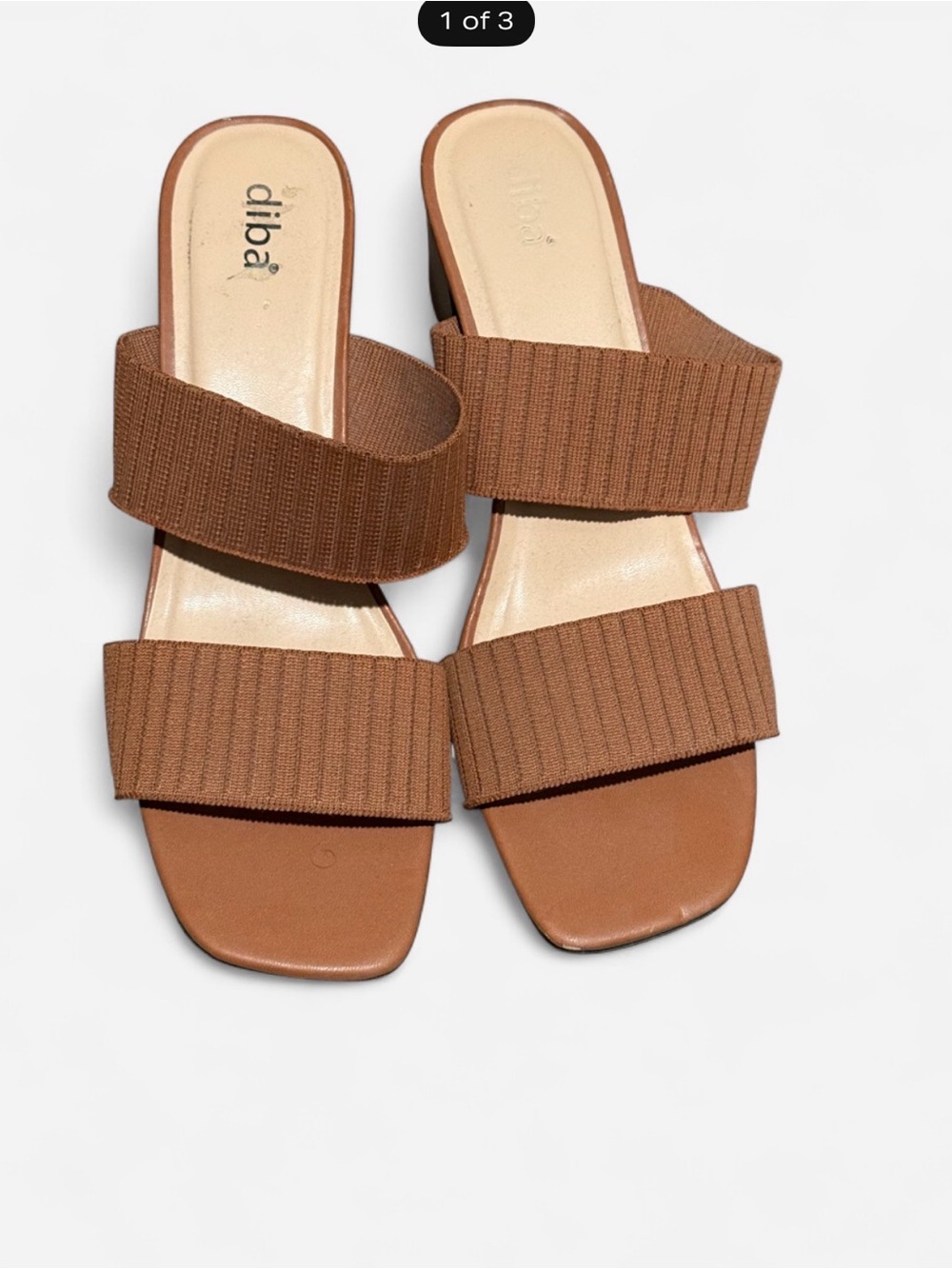 Diba Brown Double-Strap Slide Heels